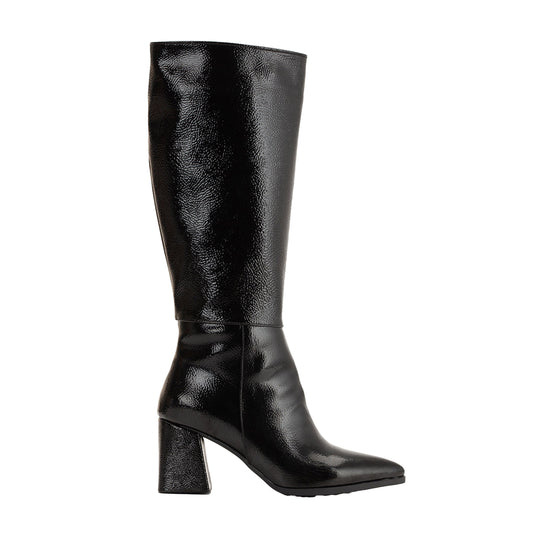 Valerie - Black Patent Knee High Boots