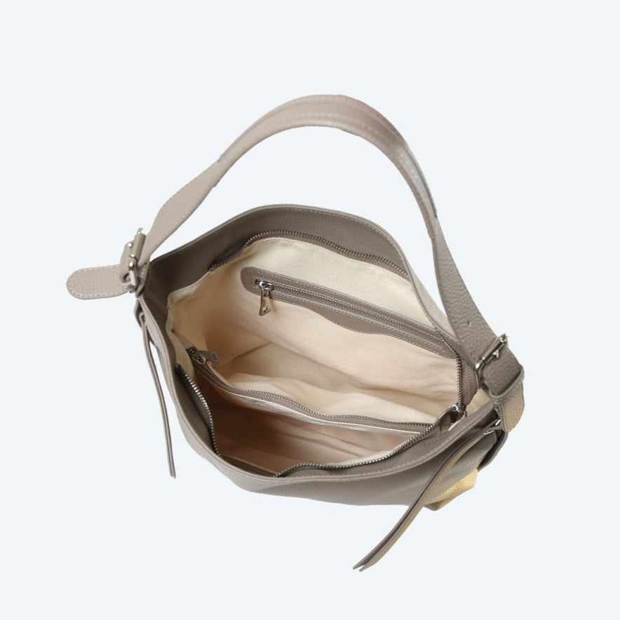 Vittoria - Beige Leather Shoulder Bag