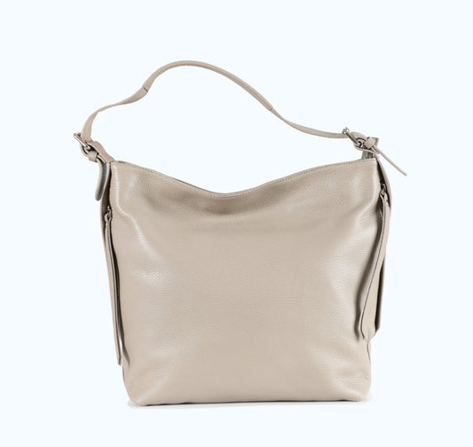 Vittoria - Beige Leather Shoulder Bag