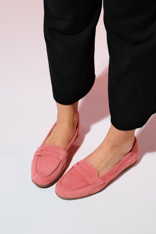 Dorothy - Dusty Rose Suede Leather Loafers