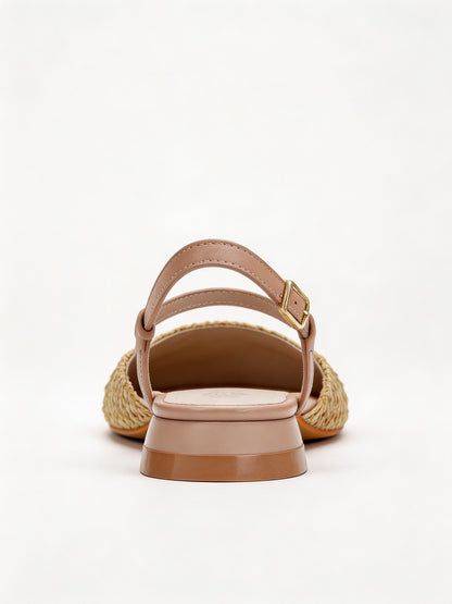 Riley - Bailarinas destalonadas de tejido beige