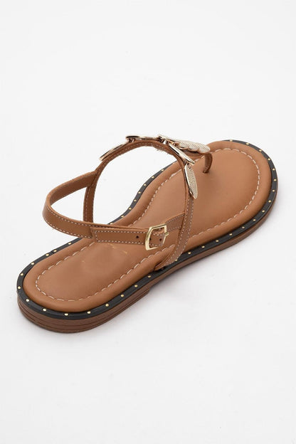 Marea - Cognac Brown Leather Flat Sandal (Women)
