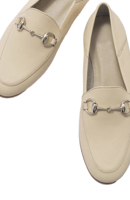 Penny - Beige Leather Horsebit Loafers