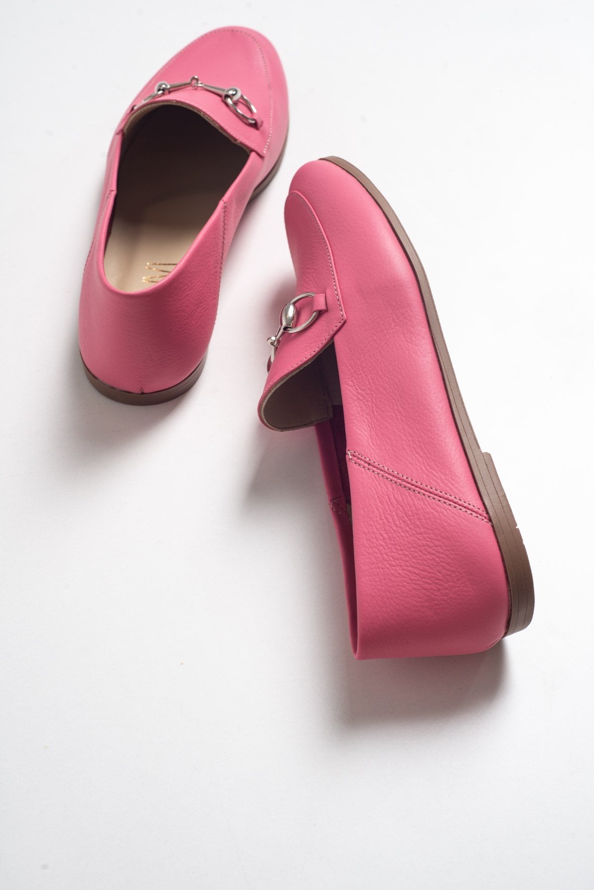 Penny - Pink Leather Horsebit Loafers