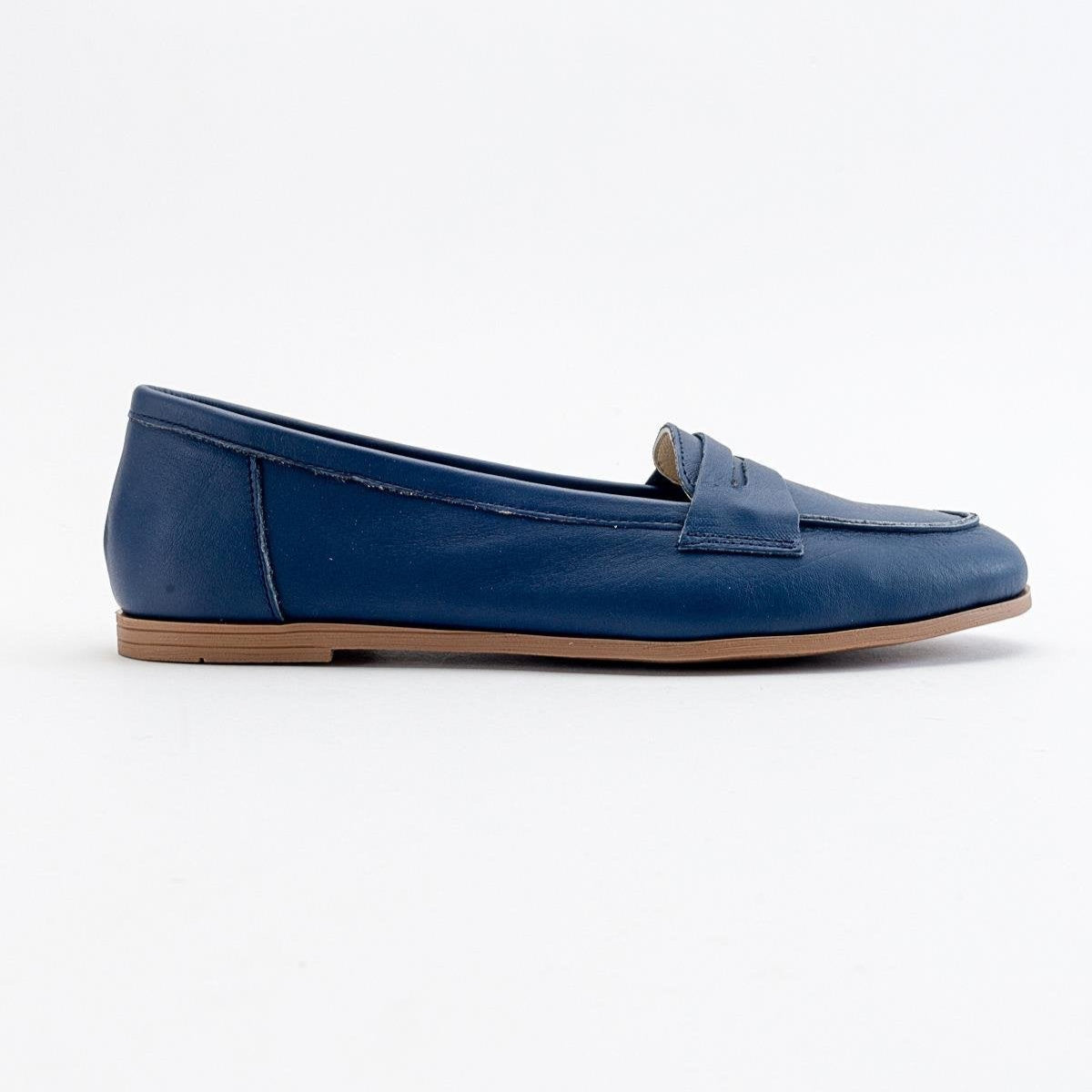 Dorothy - Navy Blue Leather Loafers