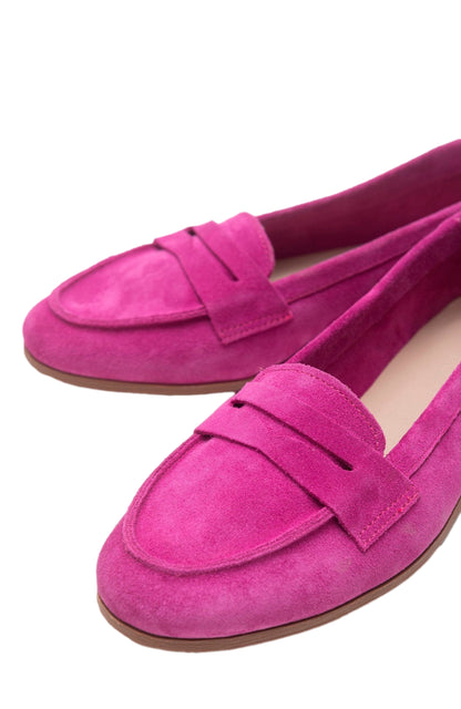 Dorothy - Fuchsia Suede Leather Loafers