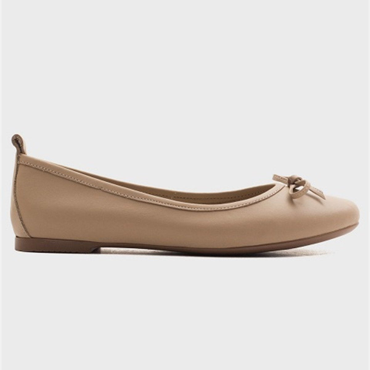 Florence - Cream Beige Leather Ballerina Flats