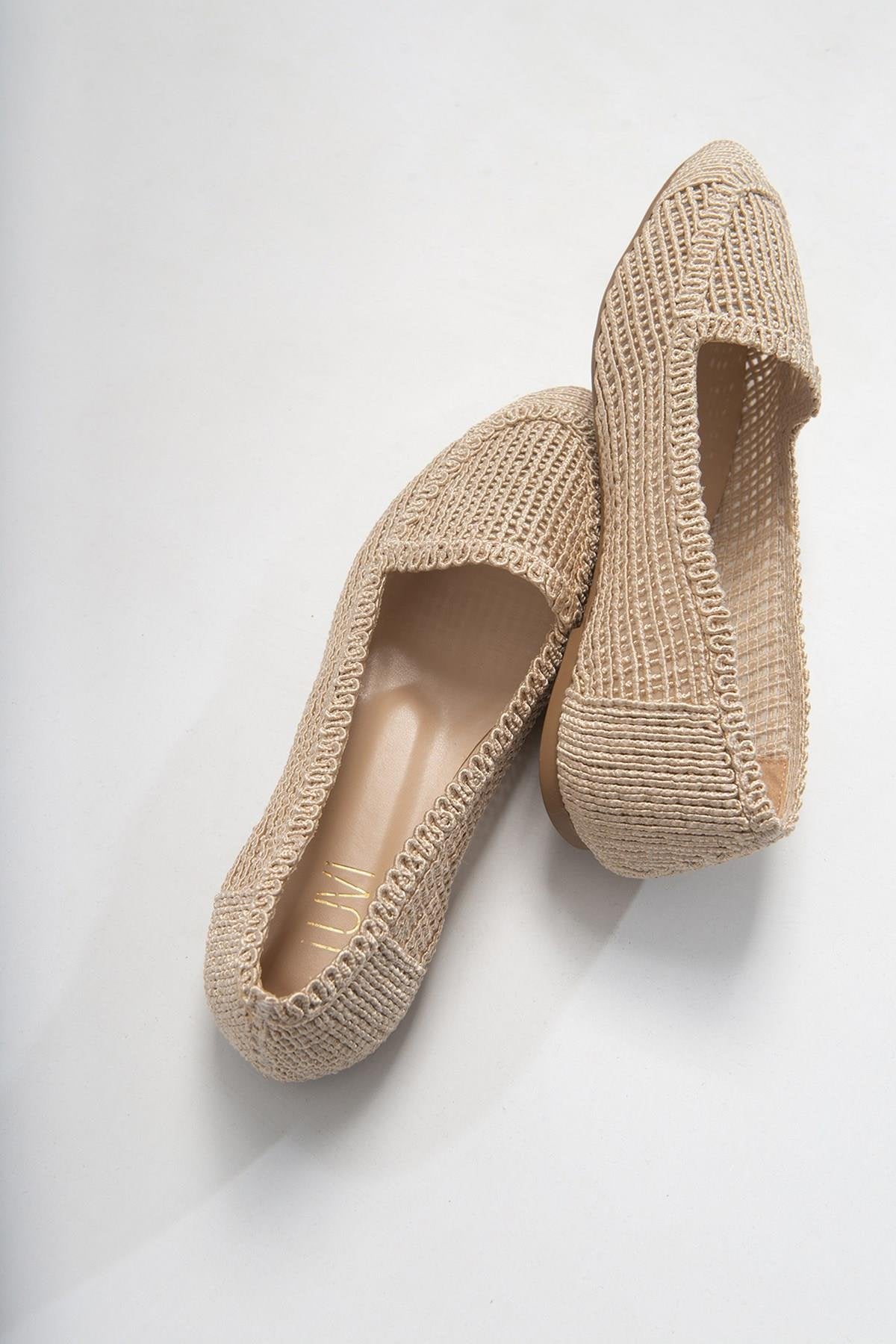 Mira Cream Beige Knit Ballet Flat (Women)