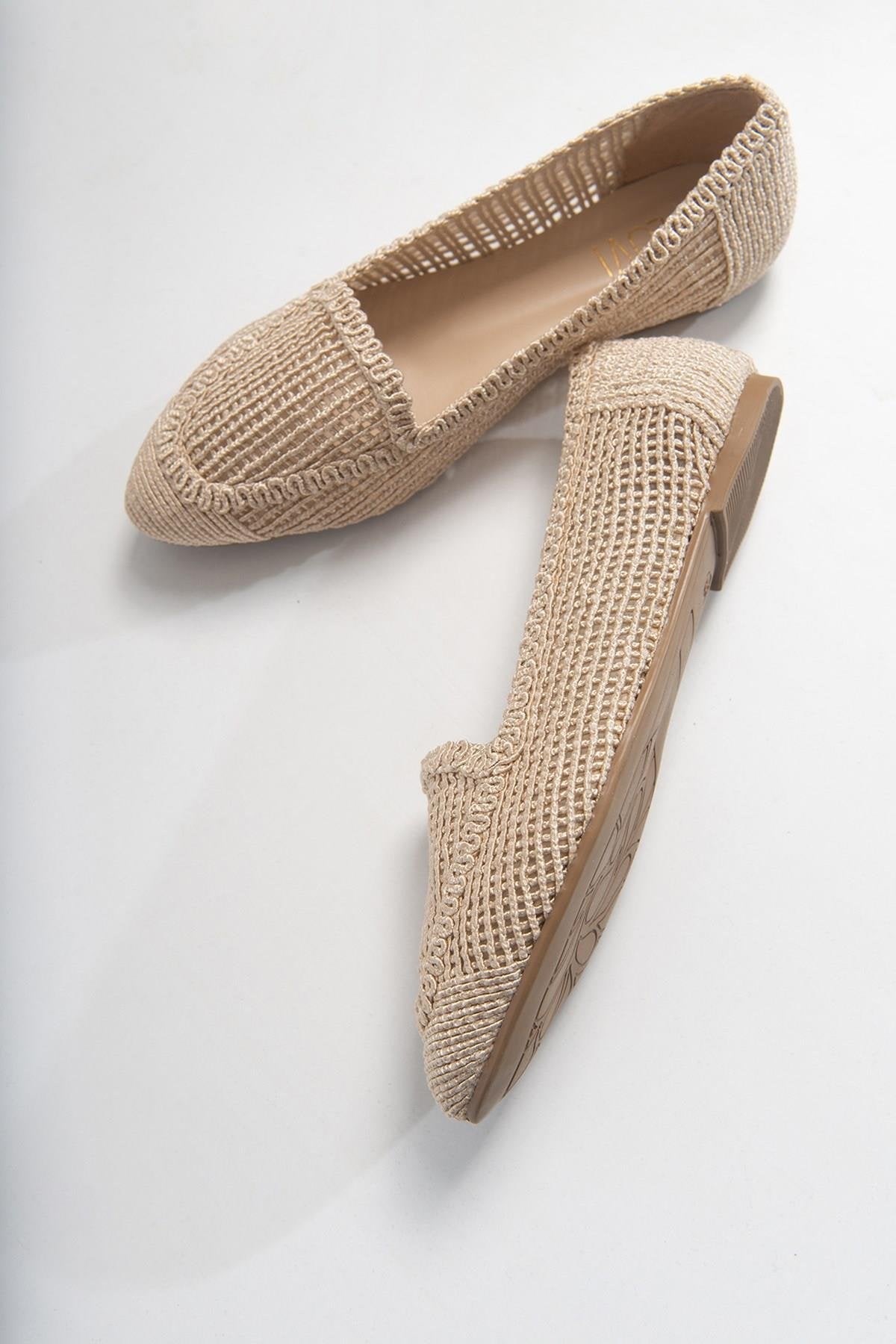 Mira Cream Beige Knit Ballet Flat (Women)