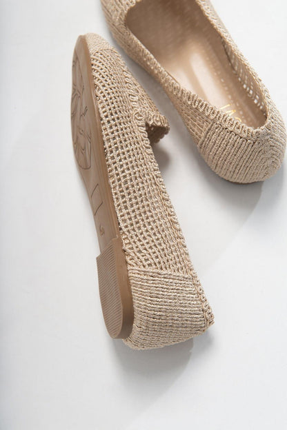 Mira Cream Beige Knit Ballet Flat (Women)
