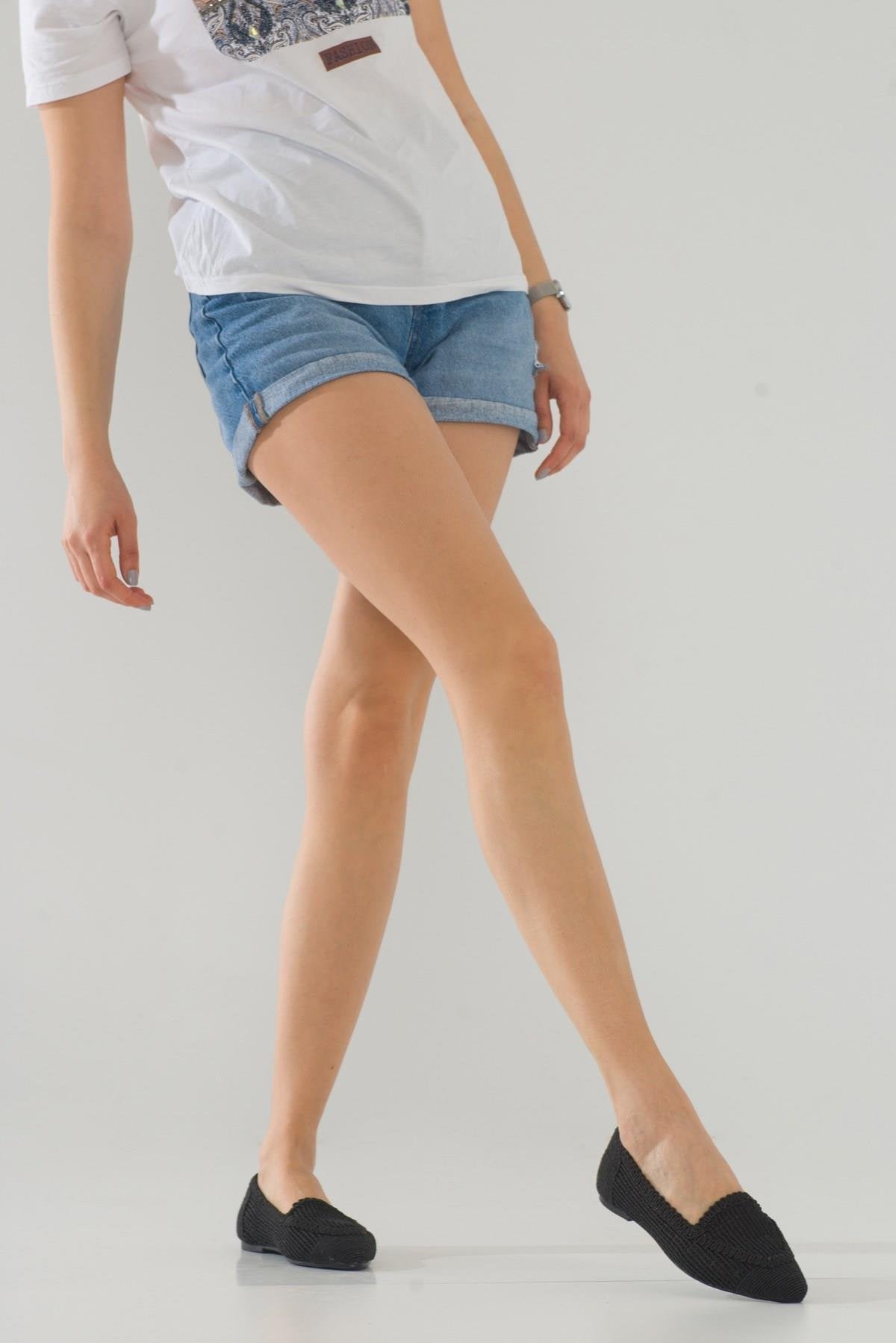 Mira Black Knit Ballet Flat (Women)