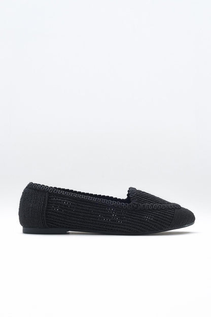 Mira Black Knit Ballet Flat (Women)