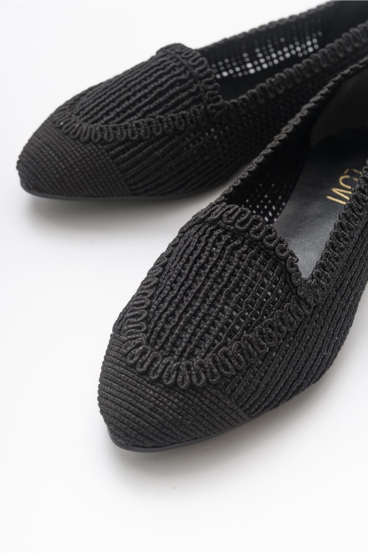Mira Black Knit Ballet Flat (Women)