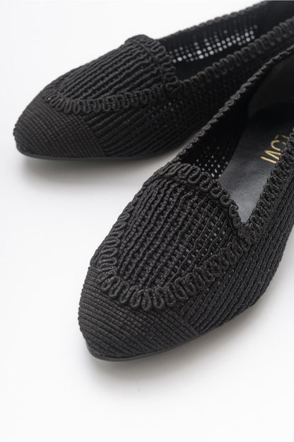Mira Black Knit Ballet Flat (Women)