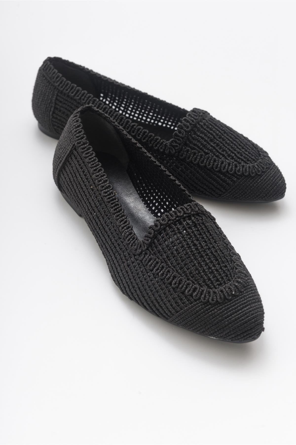 Mira Black Knit Ballet Flat (Women)