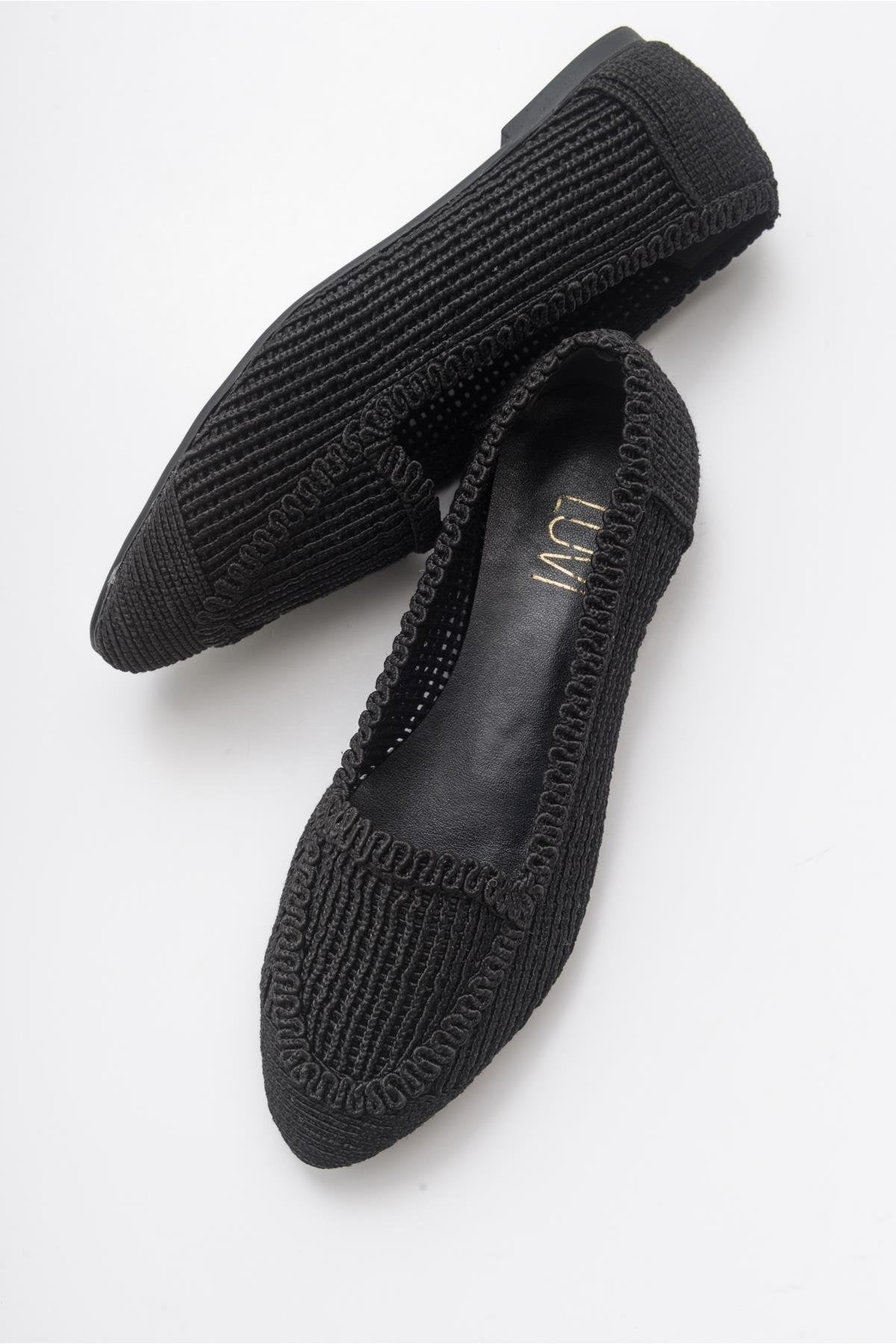 Mira Black Knit Ballet Flat (Women)