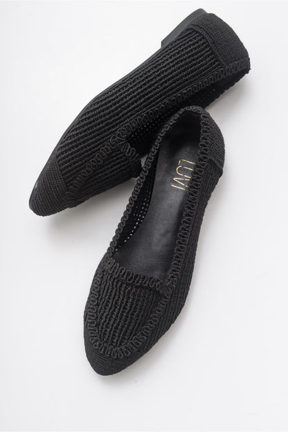 Mira Black Knit Ballet Flat (Women)