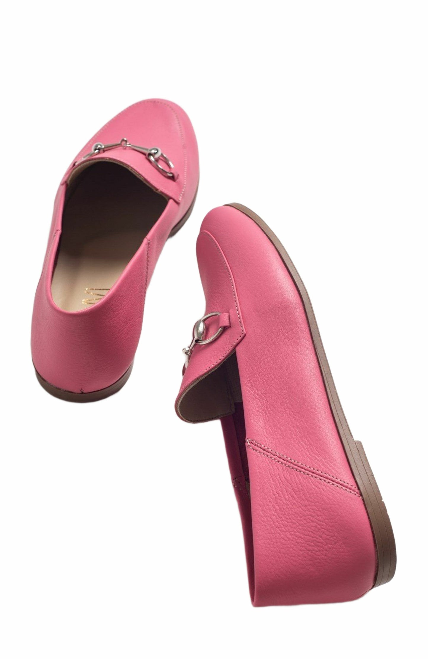 Penny - Pink Leather Horsebit Loafers