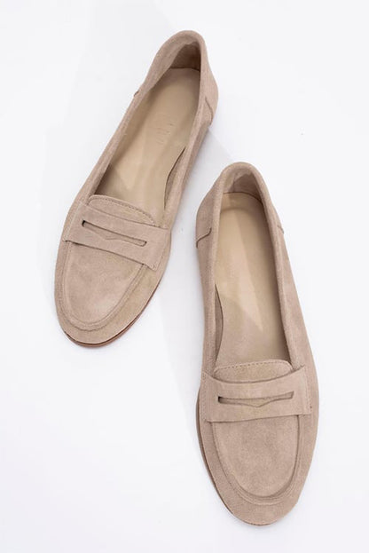 Dorothy - Beige Suede Leather Loafers
