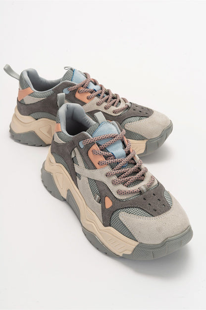 Loretta - Gray Pink Platform Sneakers