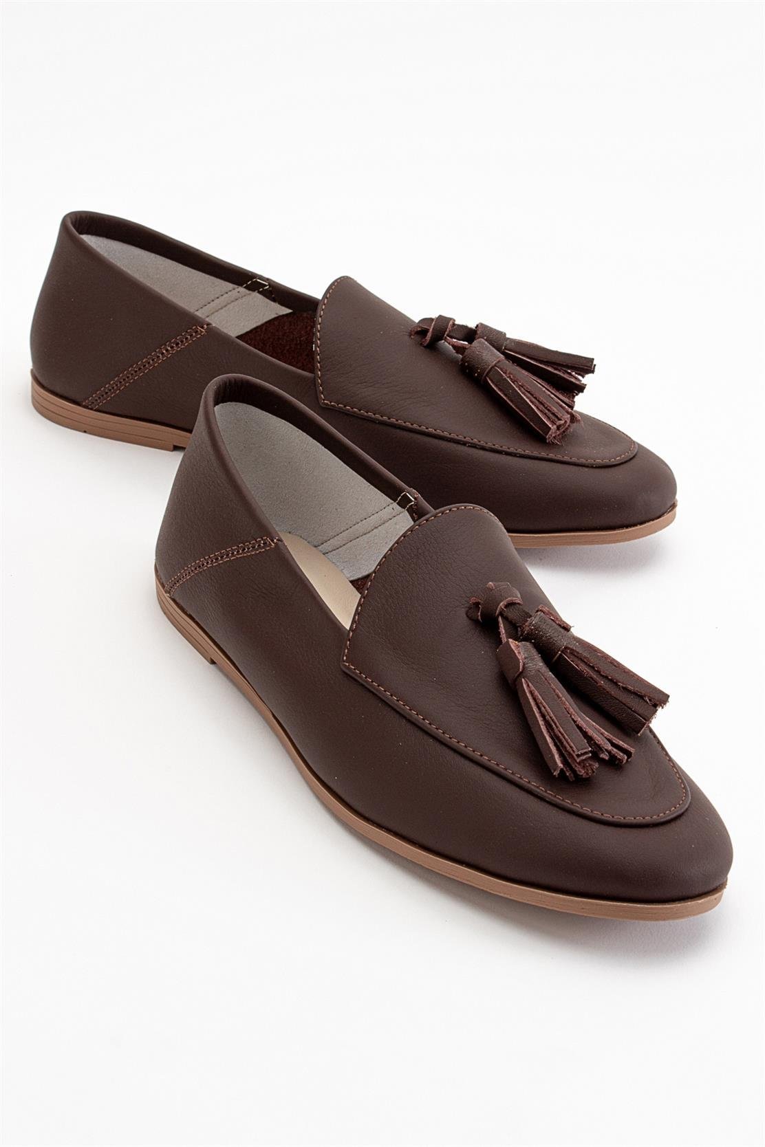 Mona - Brown Soft Leather Tassel Loafers (Women)