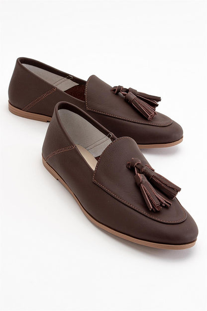 Mona - Brown Soft Leather Tassel Loafers (Women)