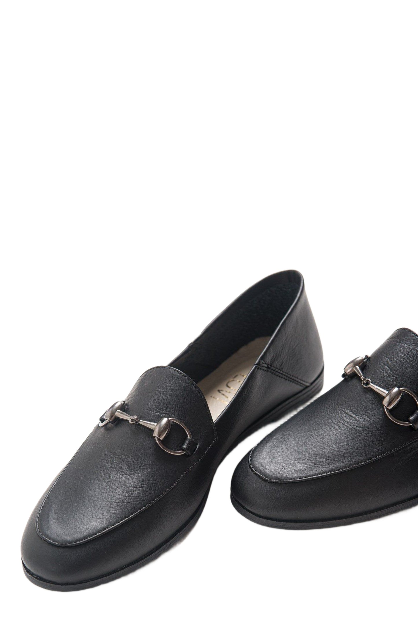 Penny - Black Leather Horsebit Loafers