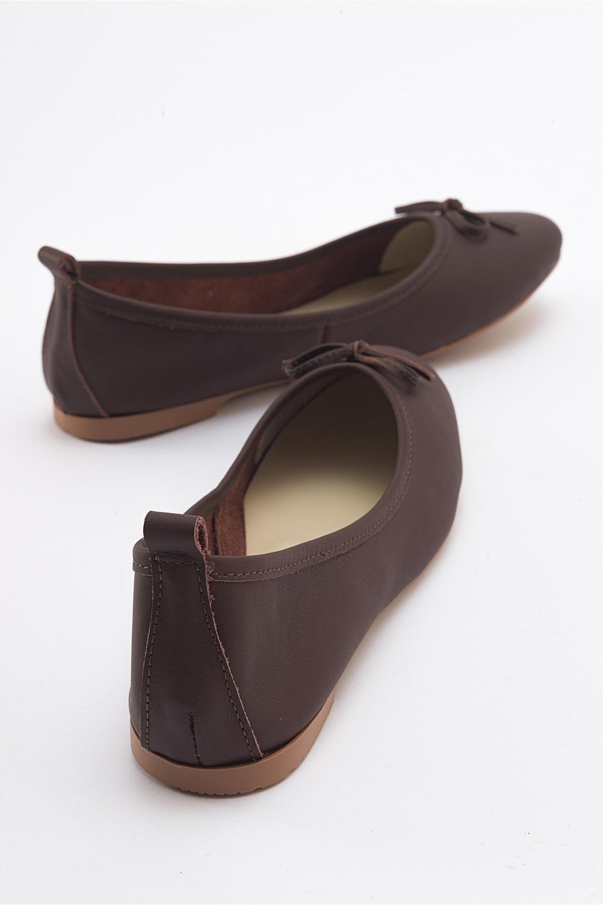 Florence - Dark Brown Leather Ballerina Flats (Women)