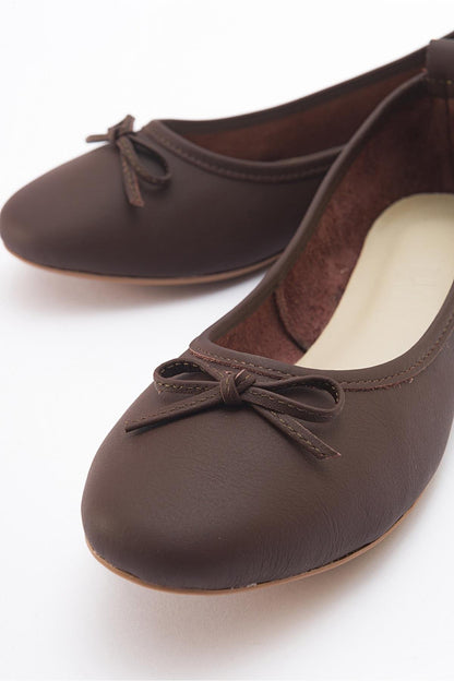 Florence - Dark Brown Leather Ballerina Flats (Women)