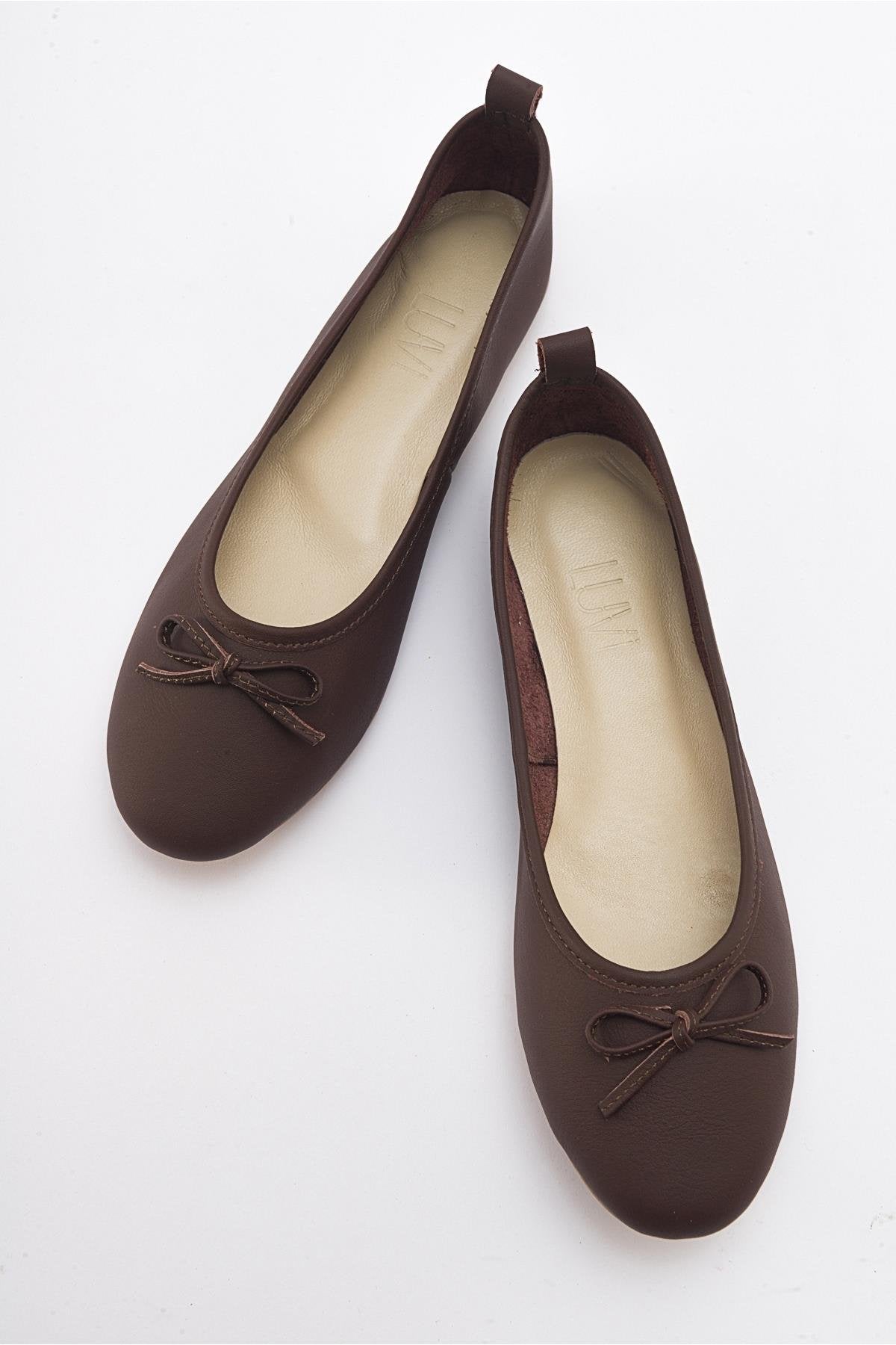 Florence - Dark Brown Leather Ballerina Flats (Women)
