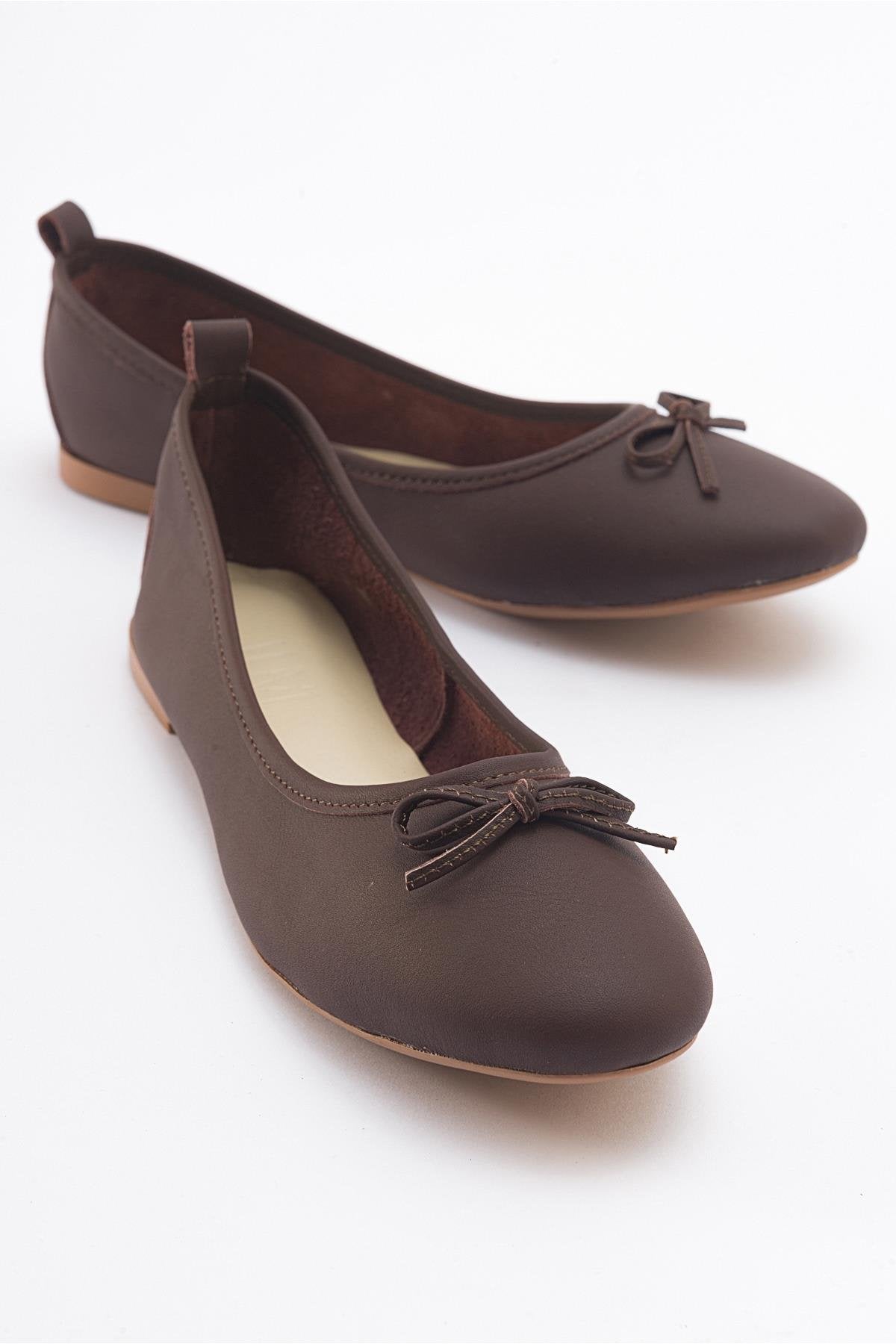 Florence - Dark Brown Leather Ballerina Flats (Women)