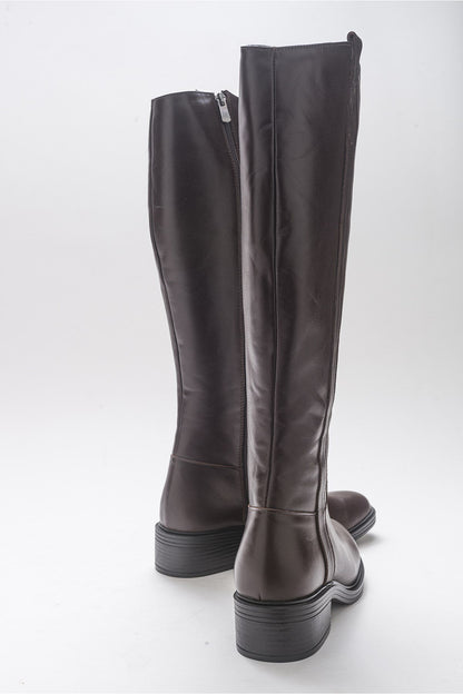 Acro Brown Leather Heeled Boot (Women)