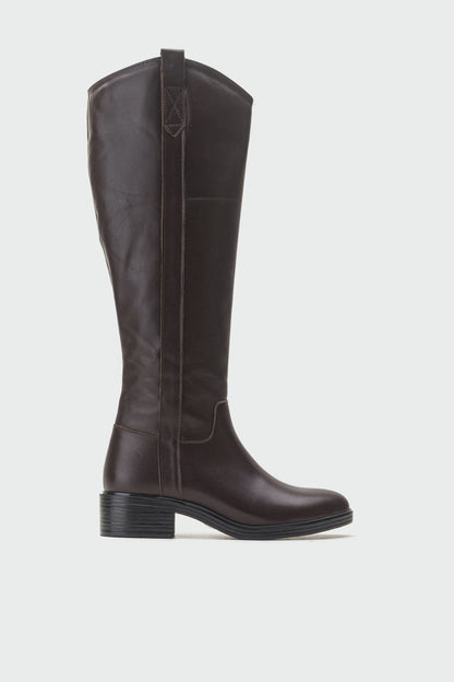 Acro Brown Leather Heeled Boot (Women)