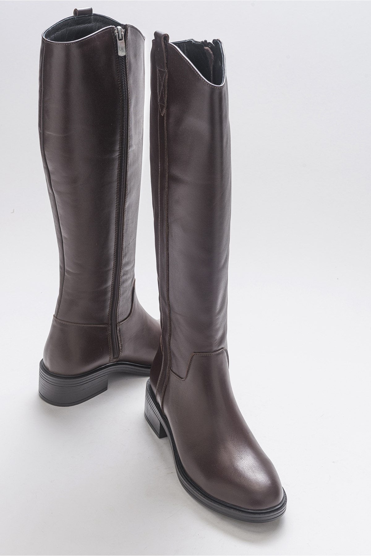 Acro Brown Leather Heeled Boot (Women)