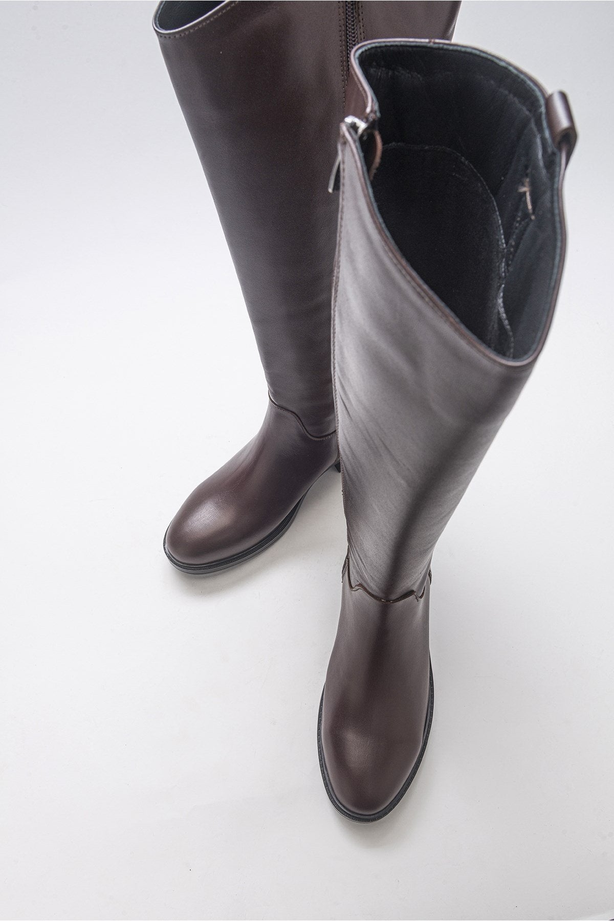 Acro Brown Leather Heeled Boot (Women)