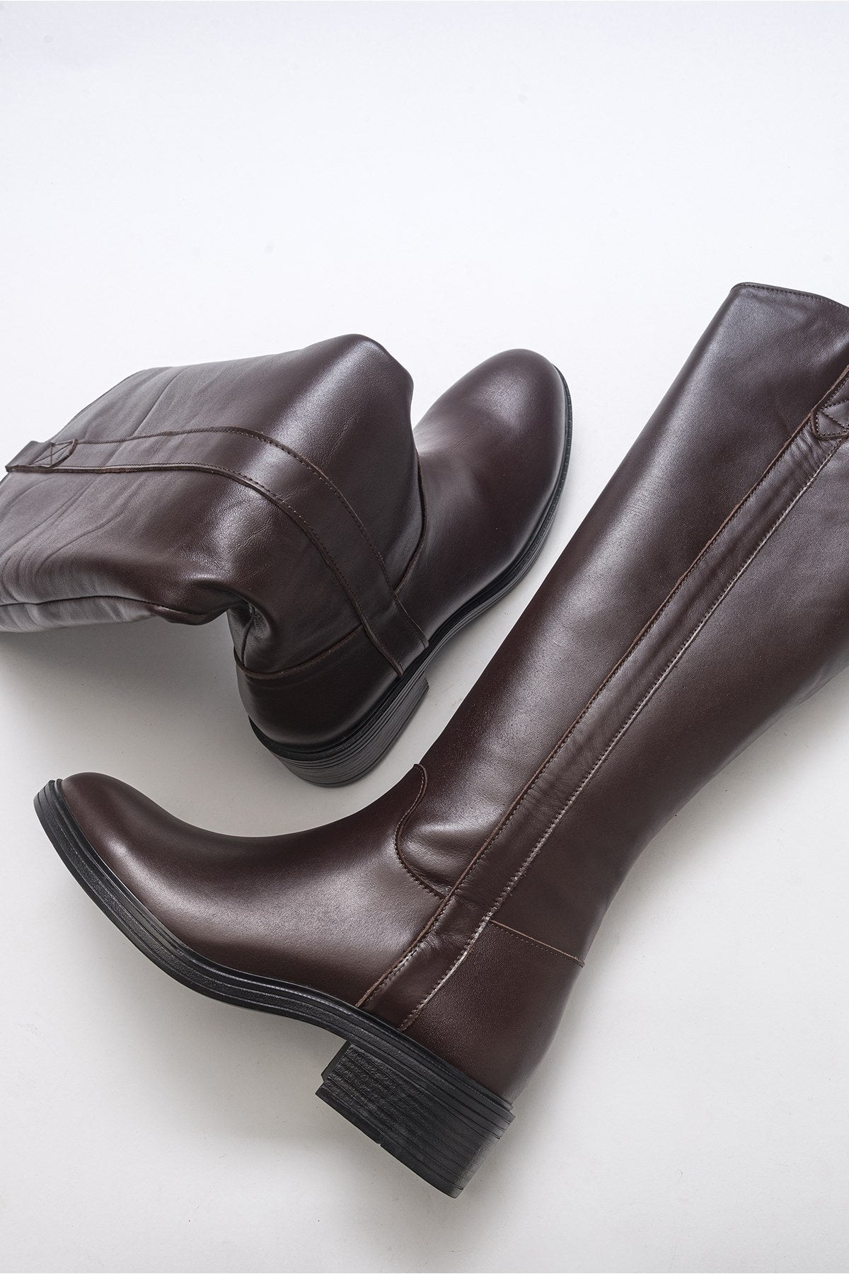 Acro Brown Leather Heeled Boot (Women)