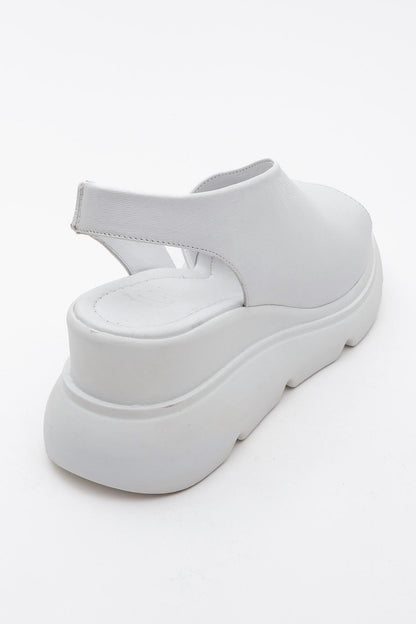 Agusto - White Leather Platform Sandal (Women)