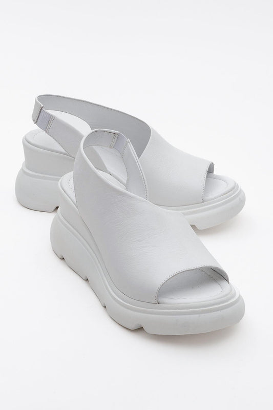 Agusto - White Leather Platform Sandal (Women)