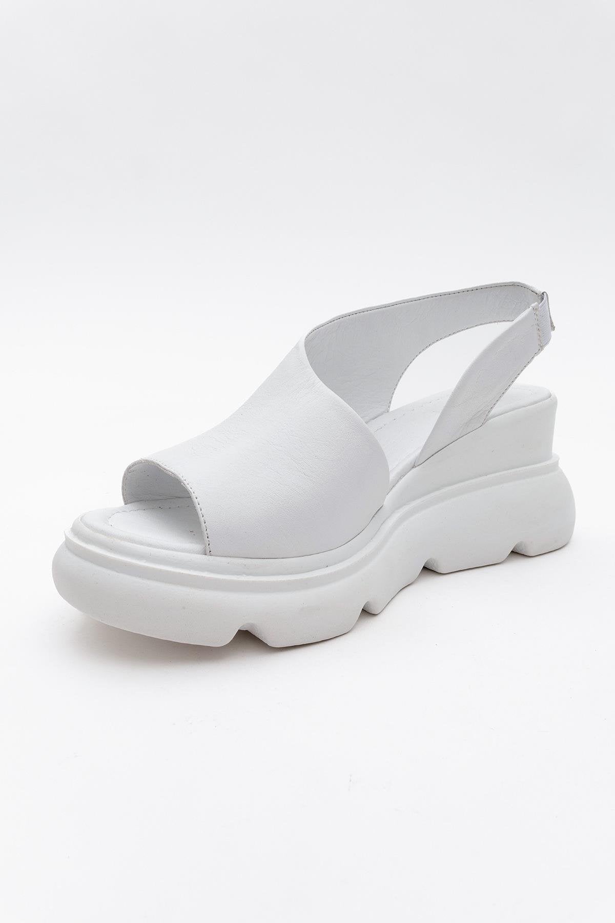 Agusto - White Leather Platform Sandal (Women)