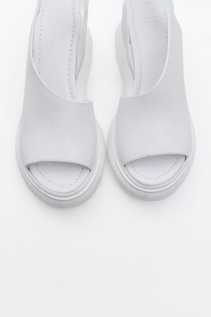 Agusto - White Leather Platform Sandal (Women)