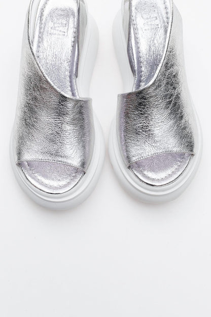 Agusto - Silver Leather Platform Sandal (Women)