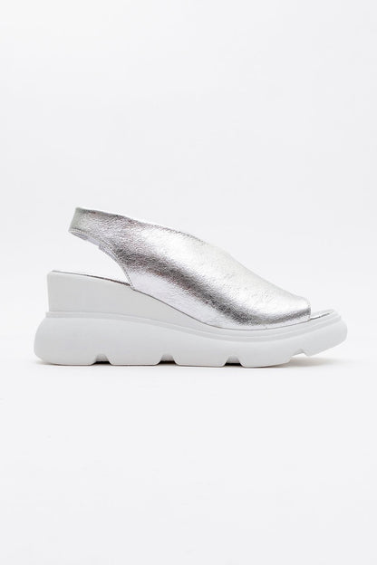Agusto - Silver Leather Platform Sandal (Women)