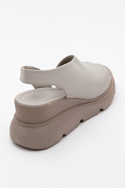 Agusto - Beige Leather Platform Sandal (Women)