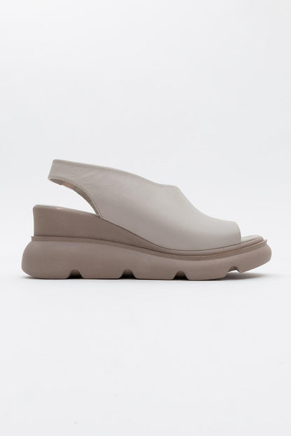 Agusto - Beige Leather Platform Sandal (Women)