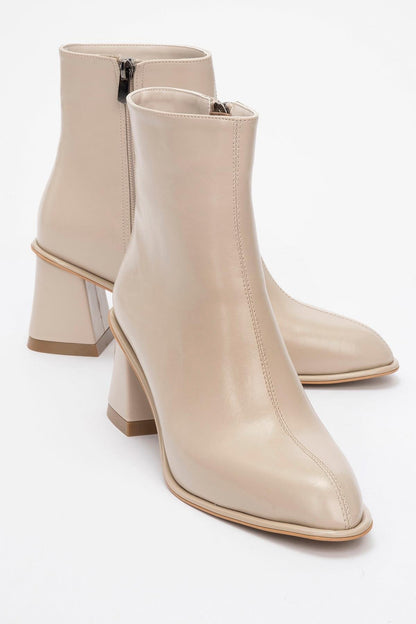 Alba Beige Block Heel Boot (Women)