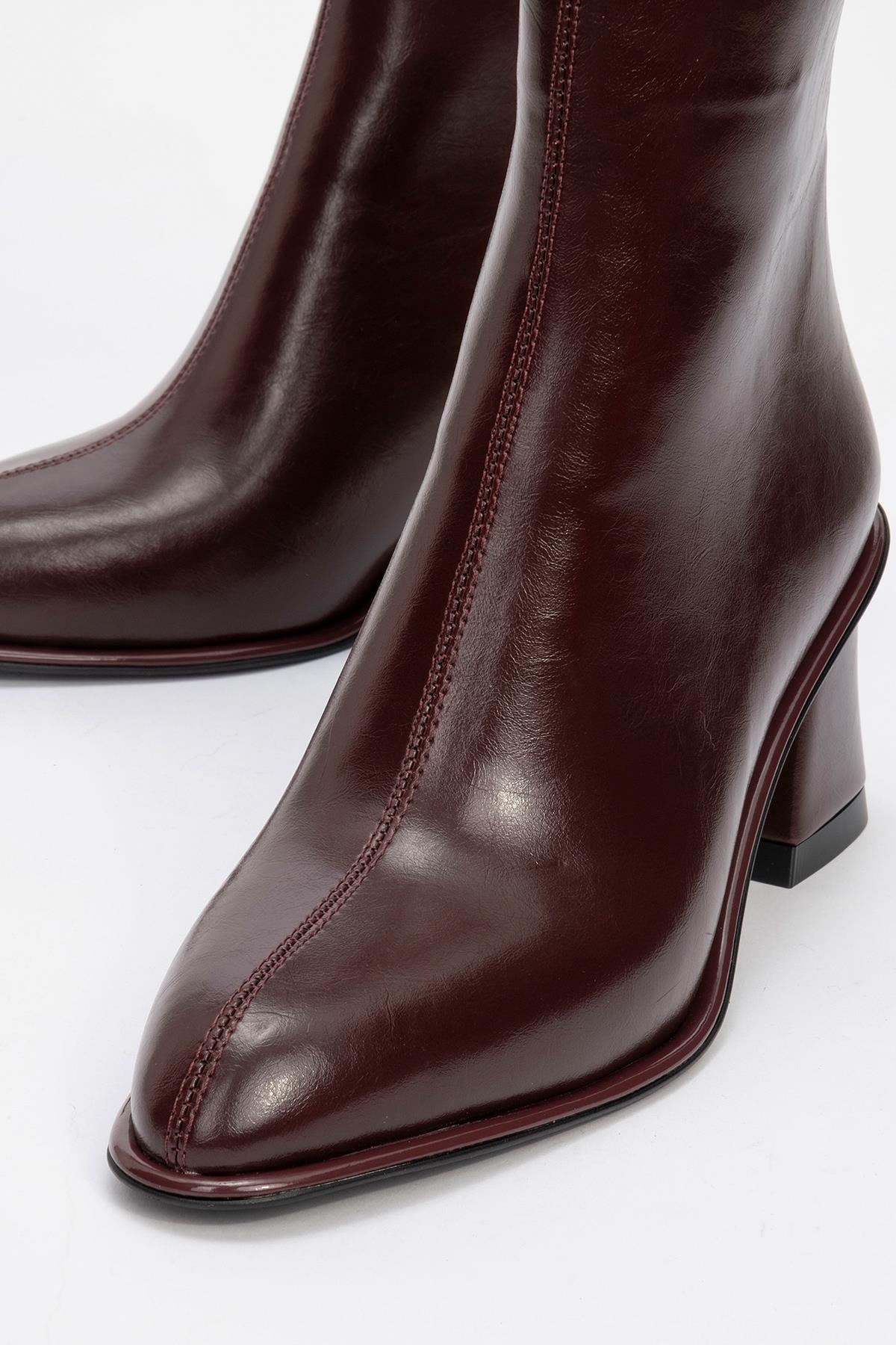 Alba Burgundy Block Heel Boot (Women)