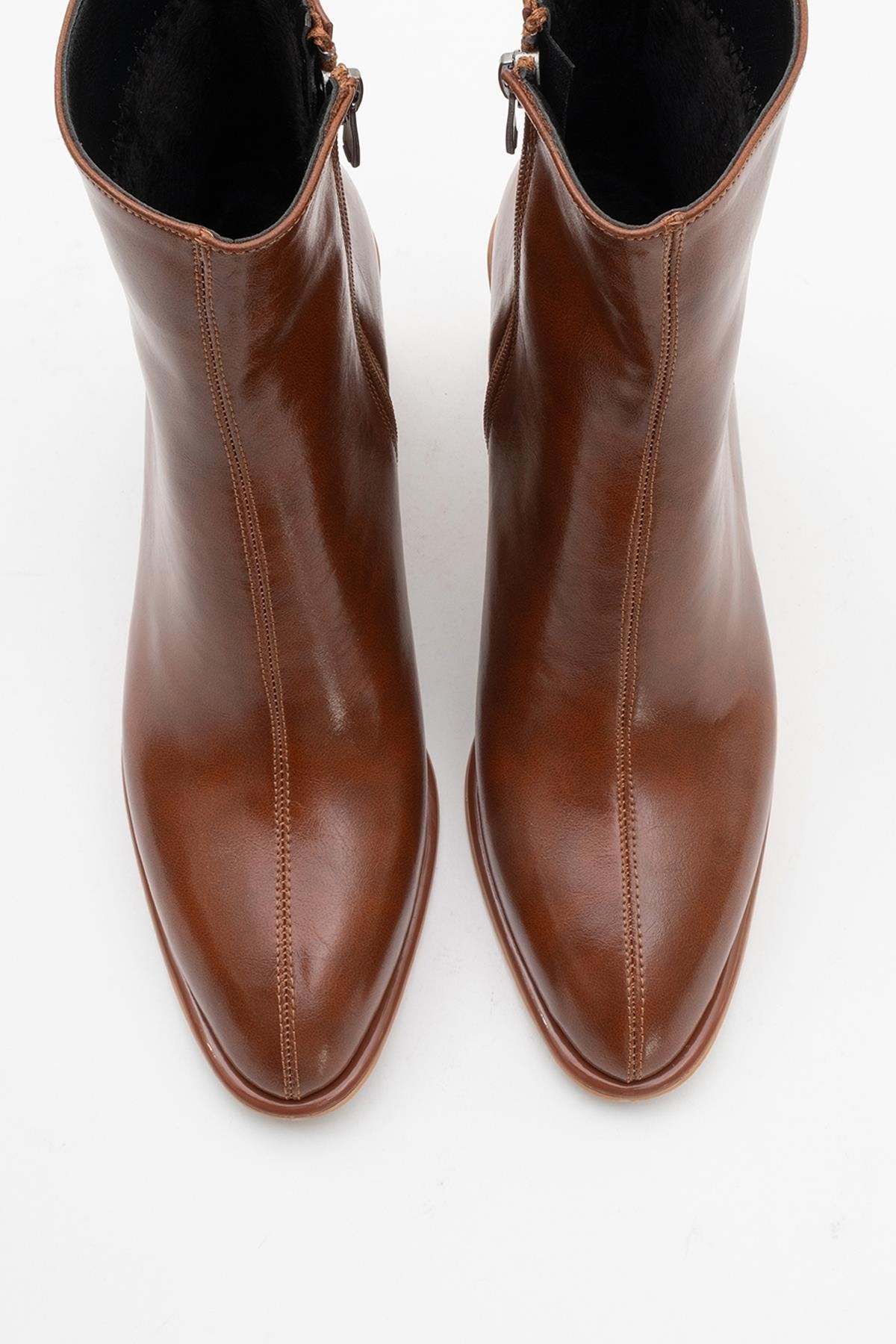 Alba Cognac Brown Block Heel Boot (Women)