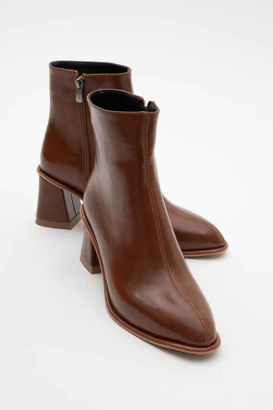Alba Cognac Brown Block Heel Boot (Women)