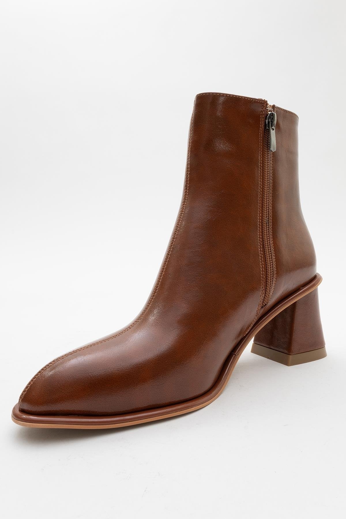 Alba Cognac Brown Block Heel Boot (Women)