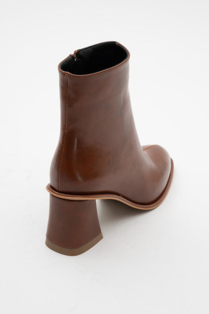 Alba Cognac Brown Block Heel Boot (Women)